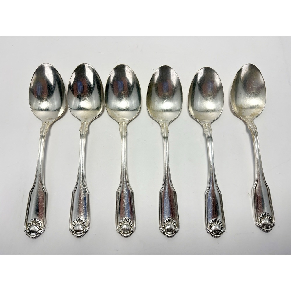 Oneida Community Cube Silver Shell 1978 Silverplate Soup Spoons Set of 6 Good